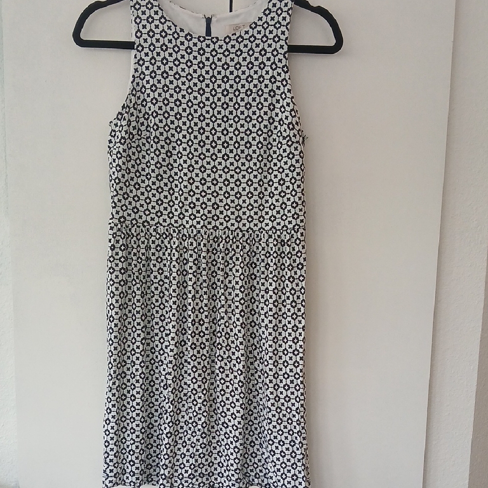 LOFT Black and White Sleeveless Halter Midi Dress